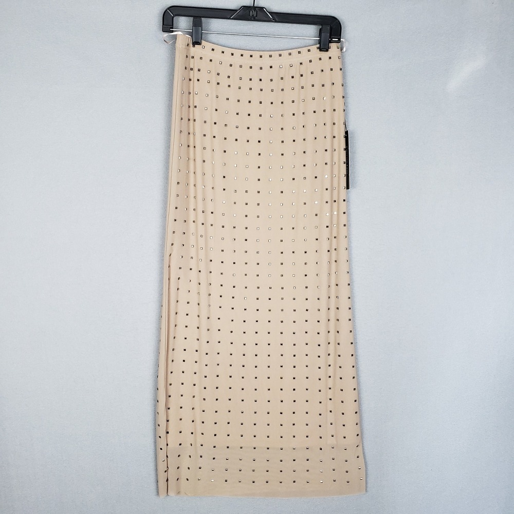 Emerson Lang Size S Studded Maxi Skirt Tan Embellished Indie Sleaze Festival NWT - Picture 2 of 11